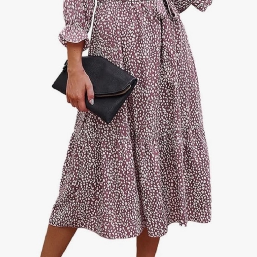 2 dress bundle! Light Green Print & burgundy print dress. - Picture 6 of 7
